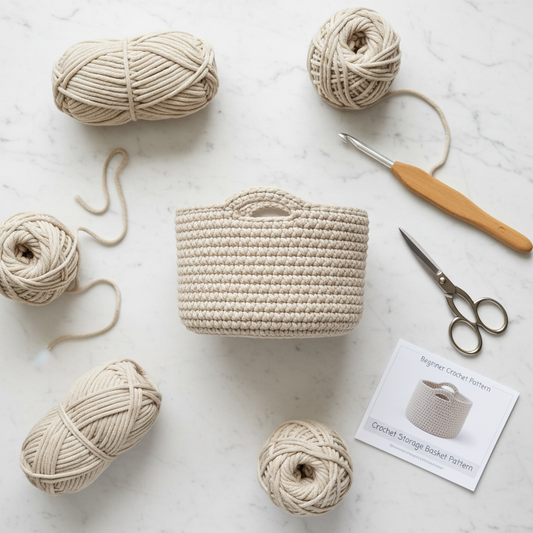 Crochet Storage Basket with Handles — PDF Pattern