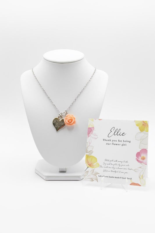 Personalised Flower Girl Necklace Gift Set