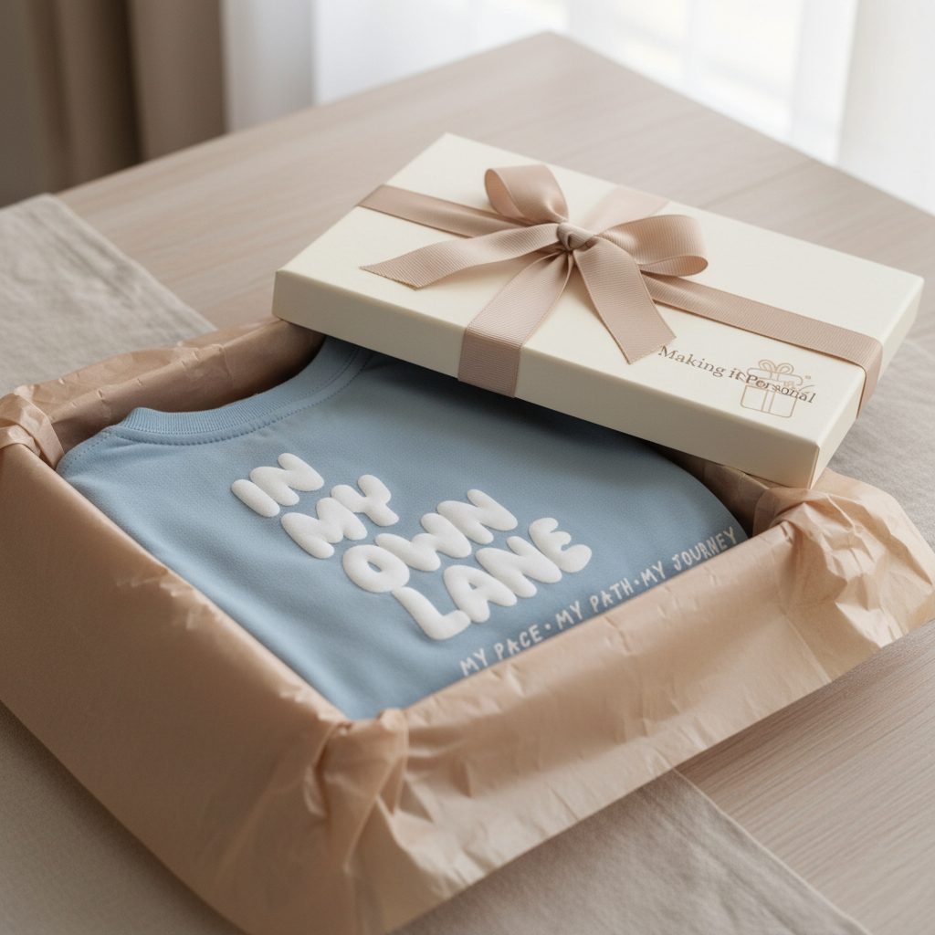 Premium gift packaging with Making it Personal branding
