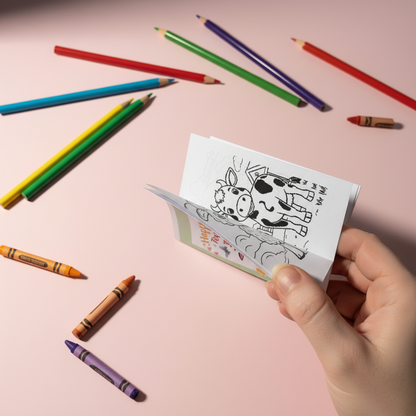 Colouring books - pastel pink with pencils