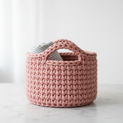 Crochet Storage Basket with Handles — PDF Pattern