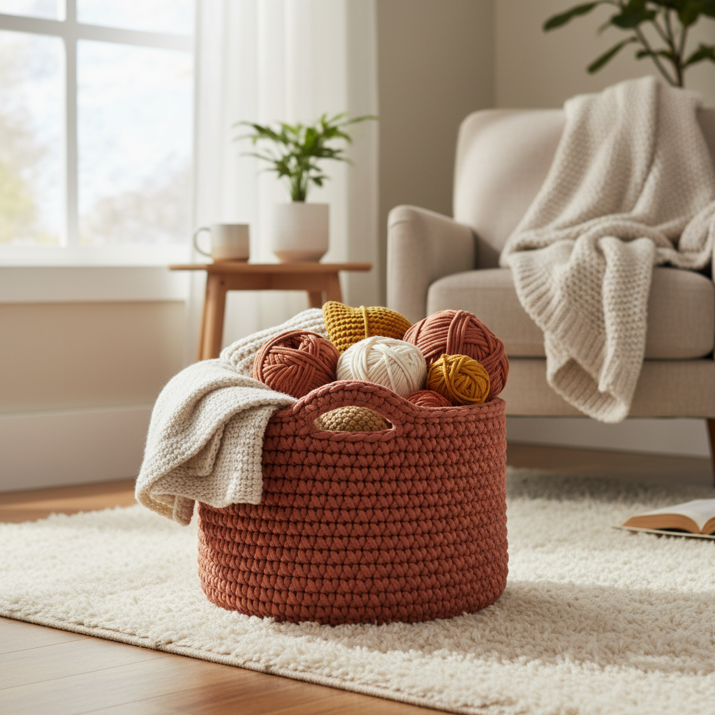 Crochet Storage Basket with Handles — PDF Pattern