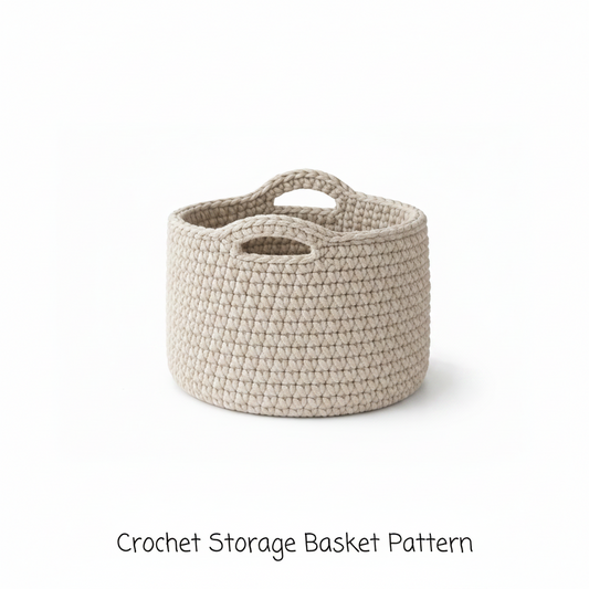 Crochet Storage Basket with Handles — PDF Pattern