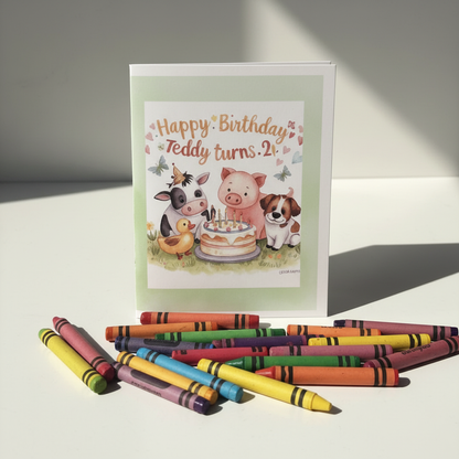 Farmyard book with crayons