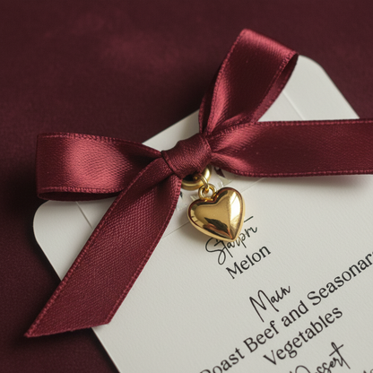 Gold charm close-up - burgundy