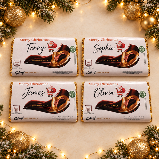 Group of four personalised Galaxy Christmas bars