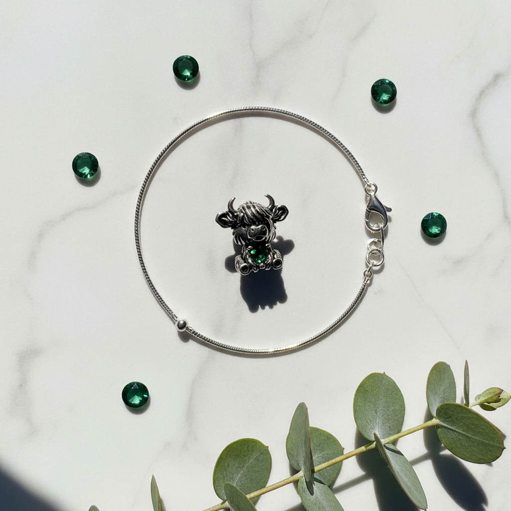 Highland Cow Charm - Marble Flat Lay