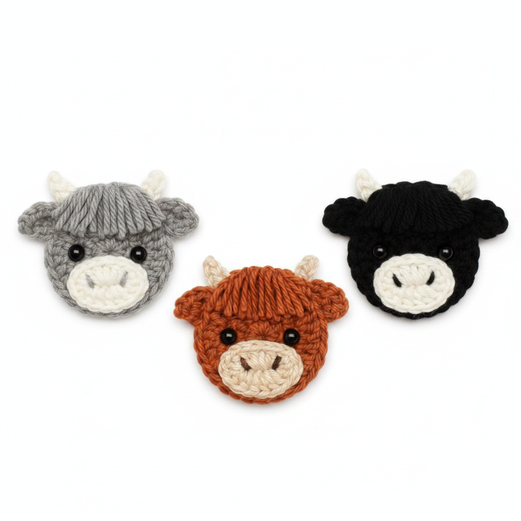 Highland Cow Crochet - Colour Variations White Background
