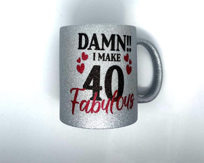 Silver Bling Birthday Mug, Custom Age