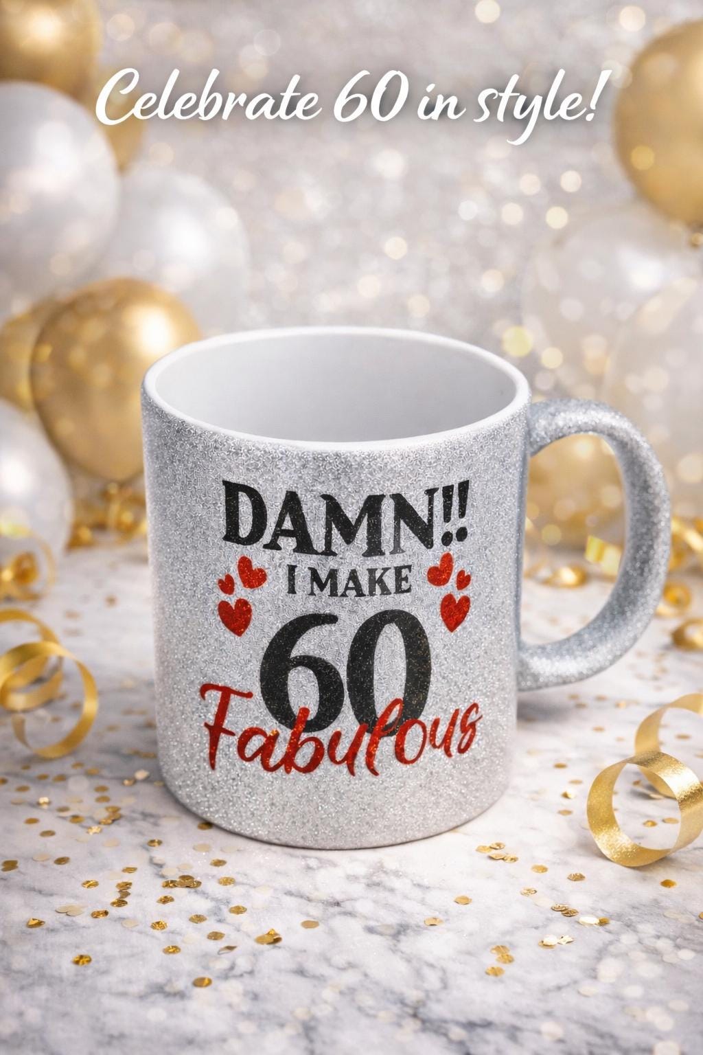 Silver Bling Birthday Mug, Custom Age