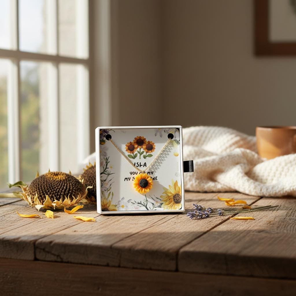 Personalised "You Are My Sunshine" Sunflower Necklace