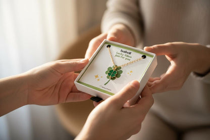Four leaf Clover Necklace and Sentiment card