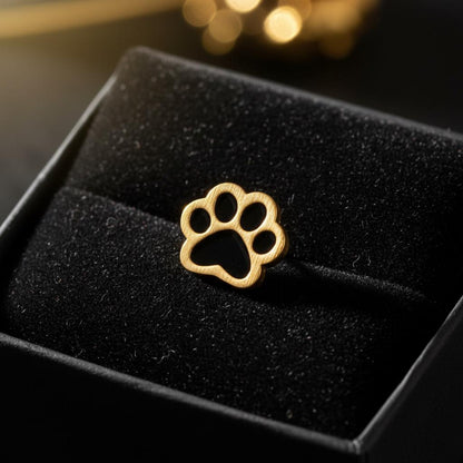 Gold Paw Print Stud Earrings - Dog Lover Gift