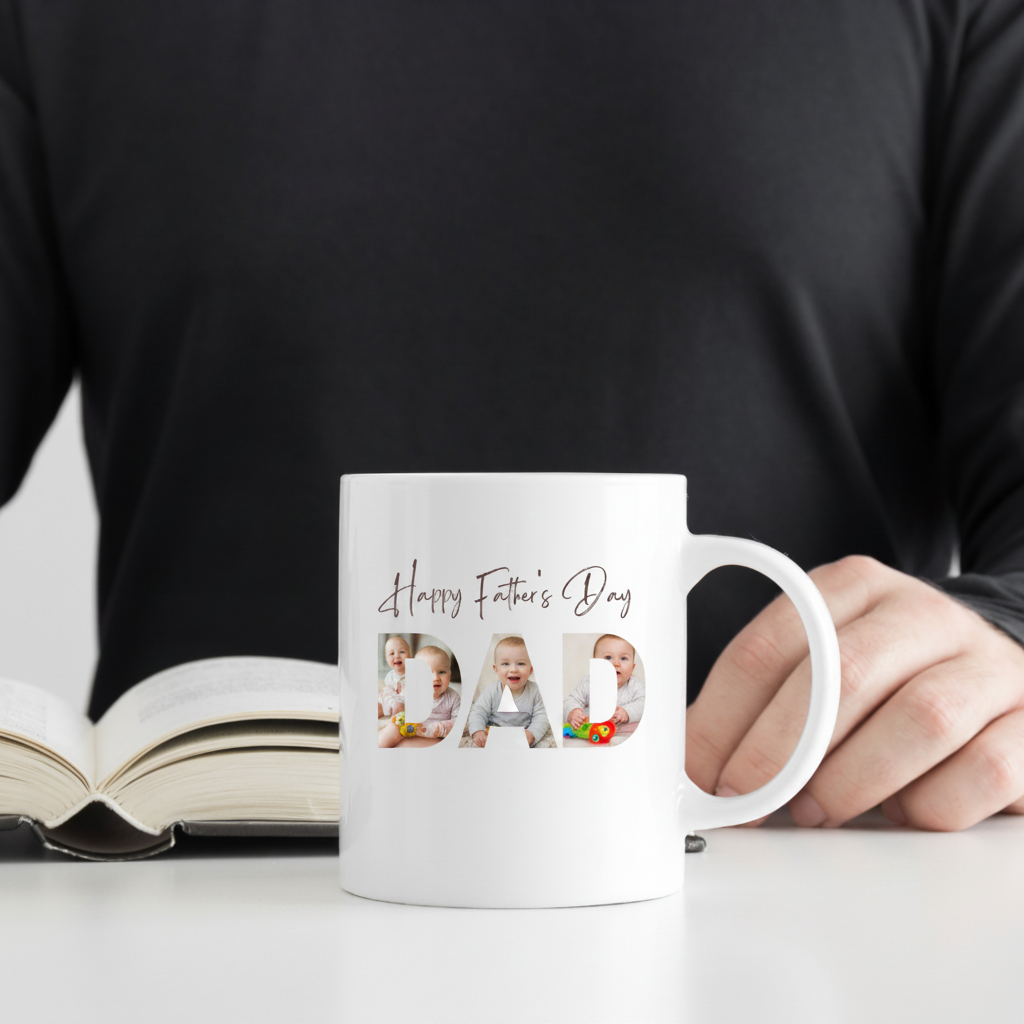 Father's Day DAD mug with baby and toddler photos