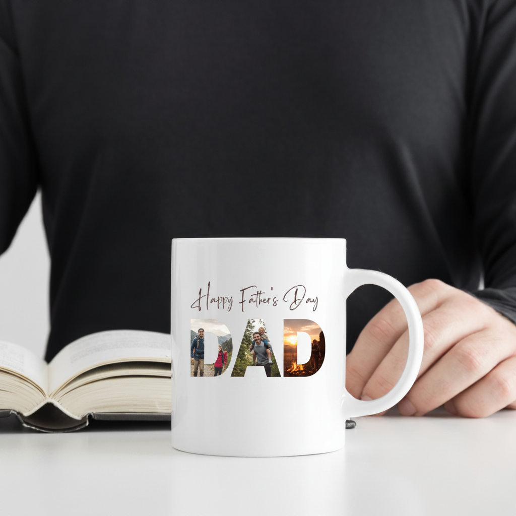Father's Day DAD mug with outdoor family adventure photos