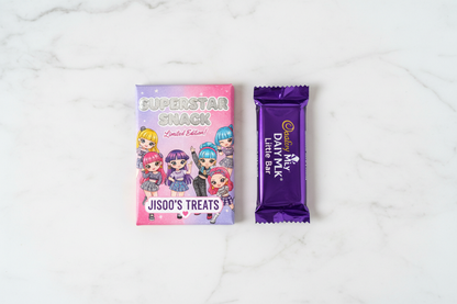 K-pop wrapper next to chocolate bar