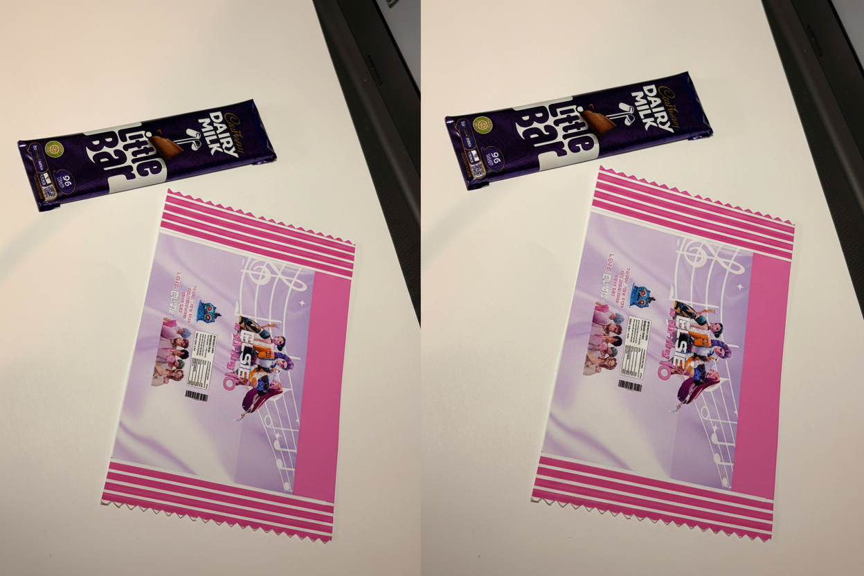 K-pop wrapper before and after
