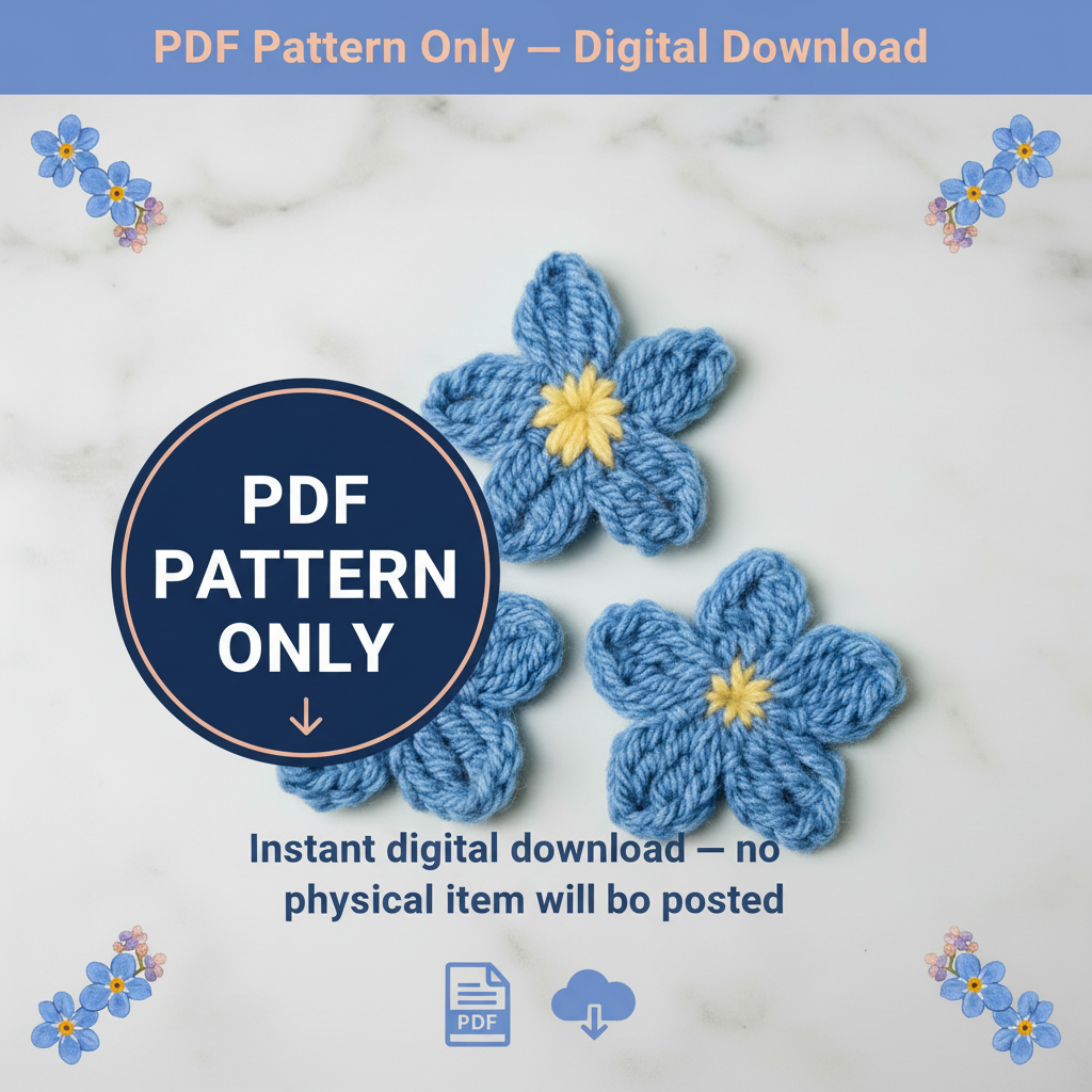 Badge reading PDF pattern only - instant digital download, no physical item posted