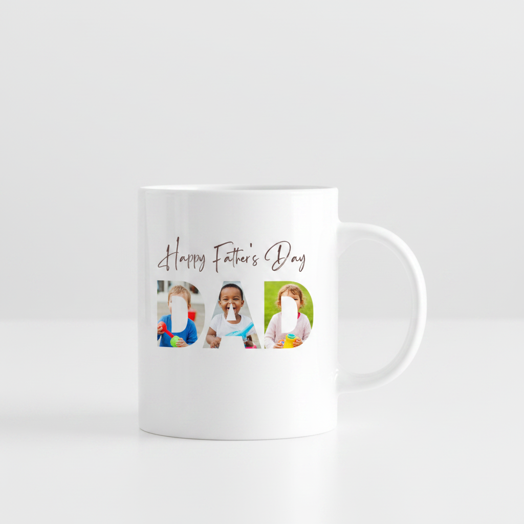 Father's Day DAD mug with young children laughing photos