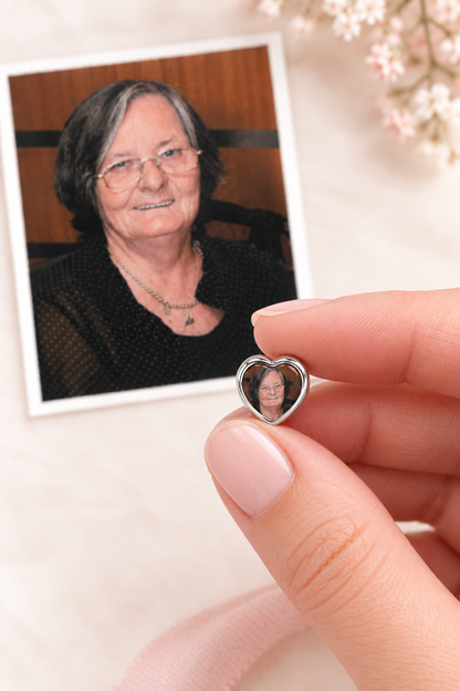 Custom Photo Heart Charm – Fits Pandora Style Bracelets