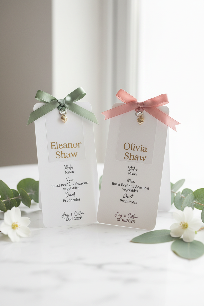 Two cards propped - marble