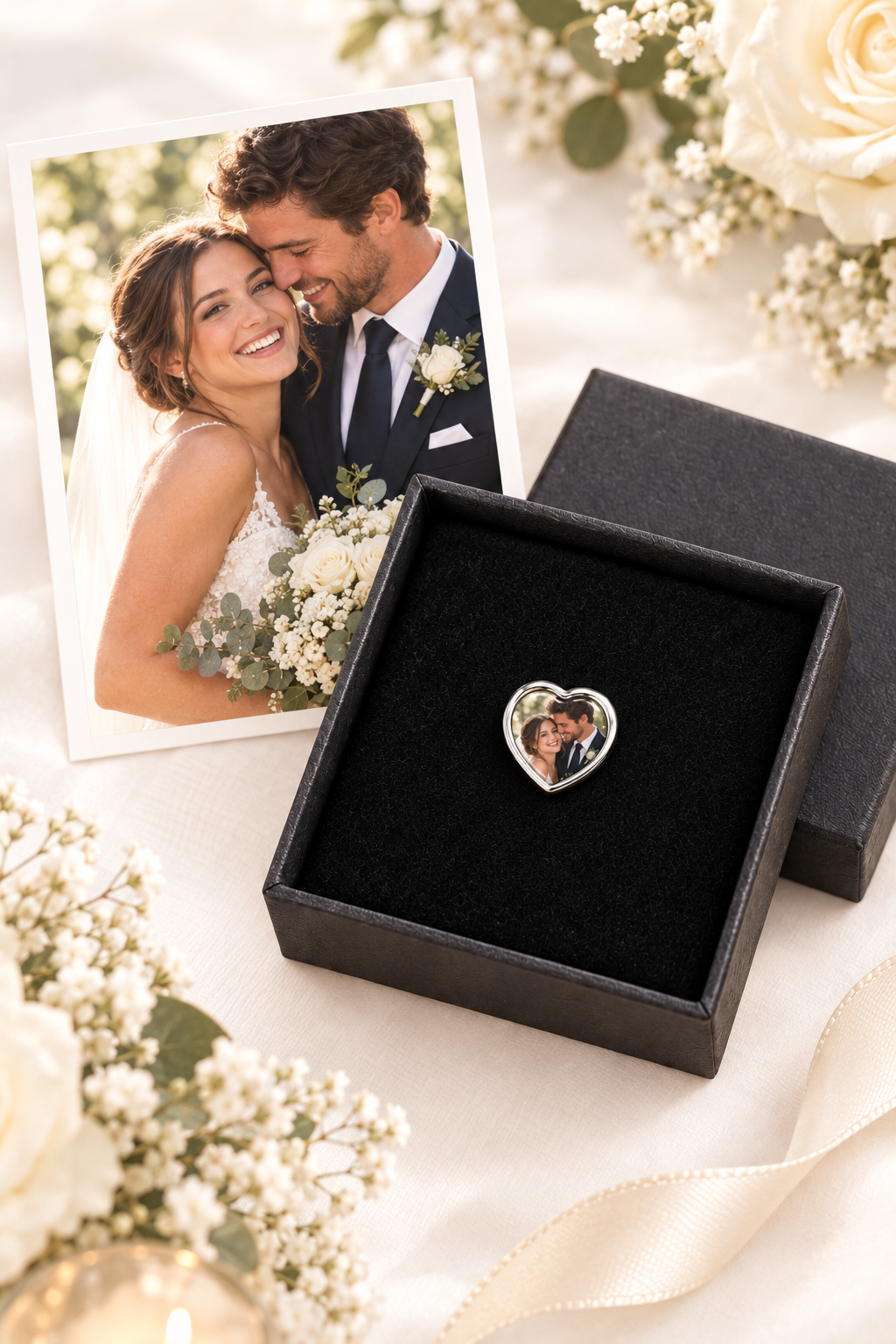 Custom Photo Heart Charm – Fits Pandora Style Bracelets